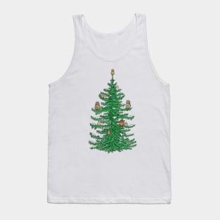 Christmas Fir Tree with Owls Tank Top